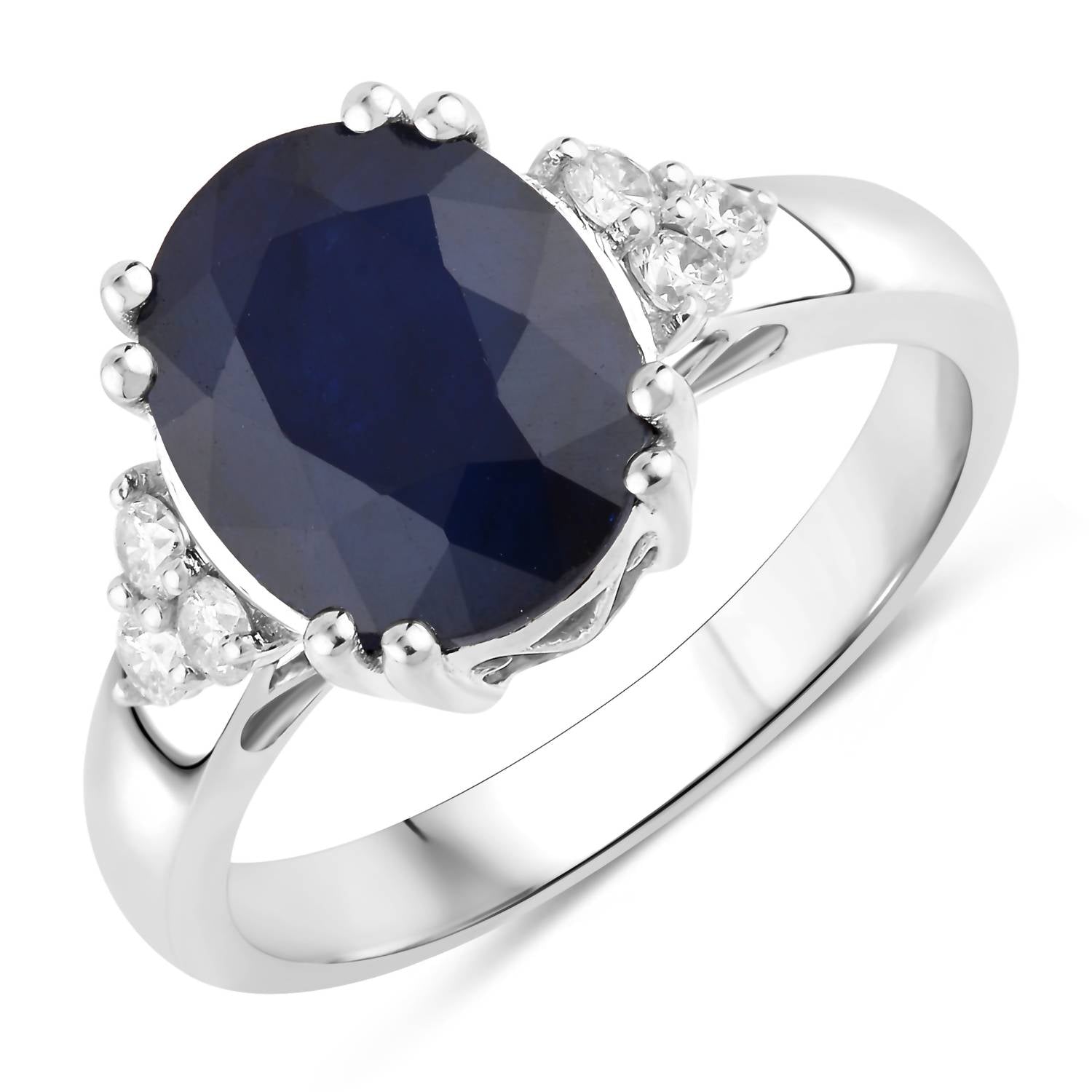 Diana M Jewels Women's Oval Natural Sapphire Fashion Ring (4.50 Ct) - Statement in 14k white gold - women's jewelry