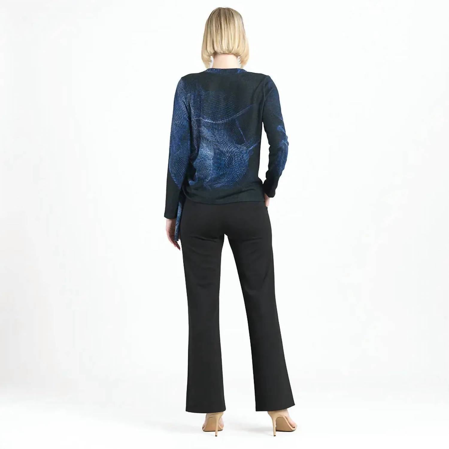 CLARA SUNWOO Lightweight Cozy Side Pull Tie Sweater Top in purple black - women's sweater - view 4