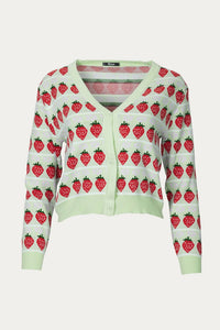 CROPPED RETRO STRAWBERRY CARDIGAN