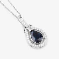 Diana M Jewels Women's Pear Natural Blue Sapphire Pendant Necklace (1.48 Ct) - Petite in 14k white gold - women's jewelry - view 4