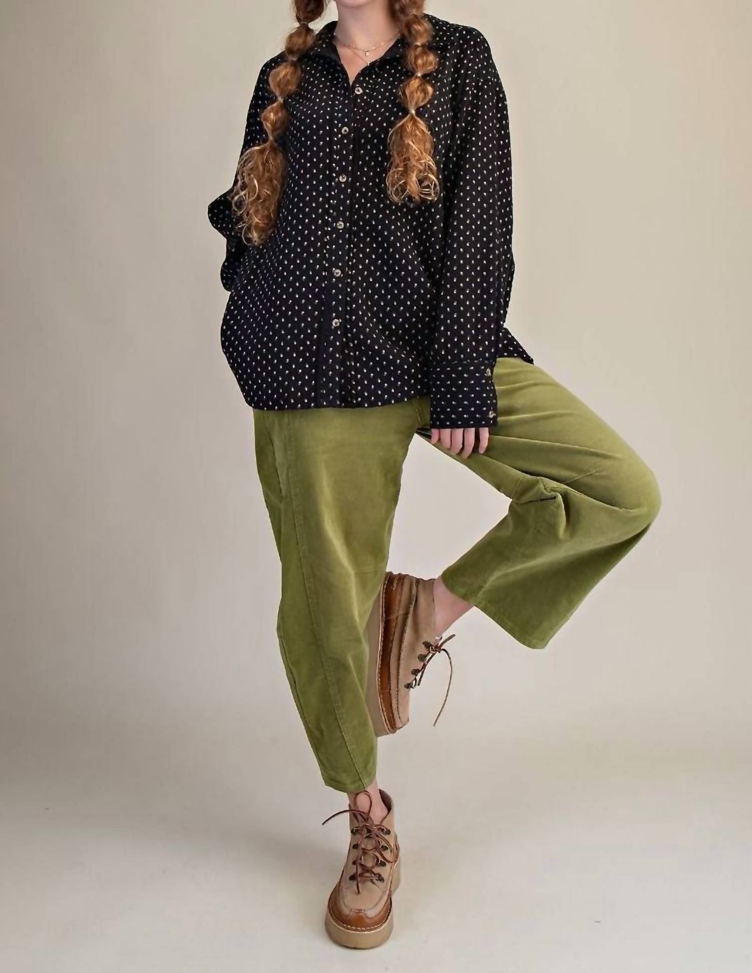 Easel - Floral Printed Washed Gauze Shirt