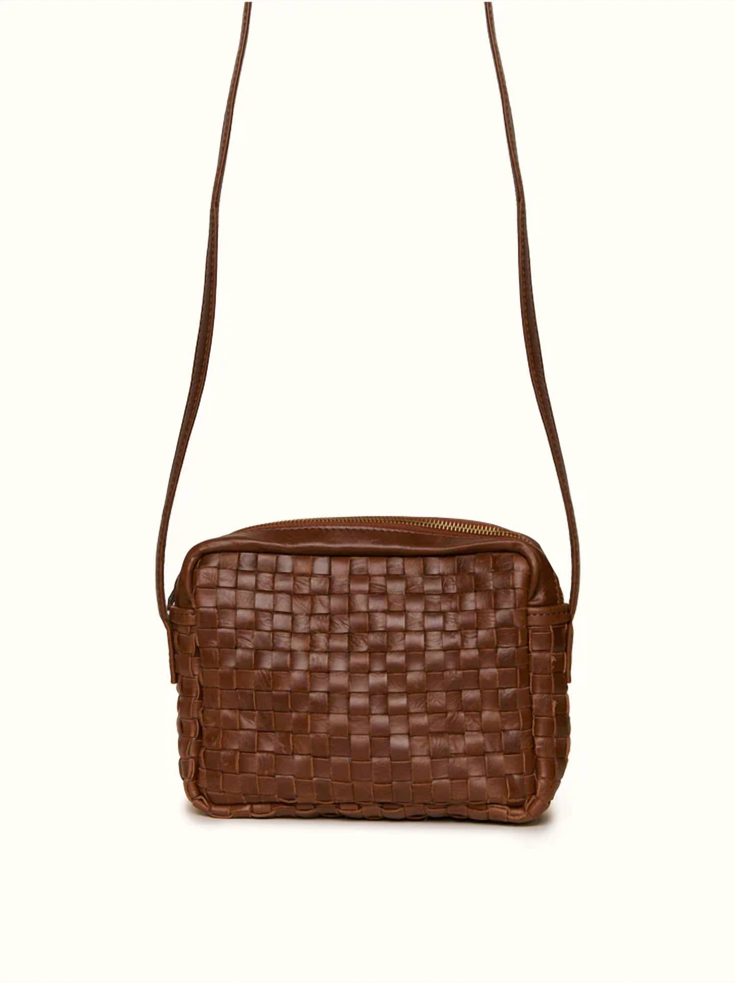 ABLE Valerie Woven Crossbody Bag in whiskey - women's bag