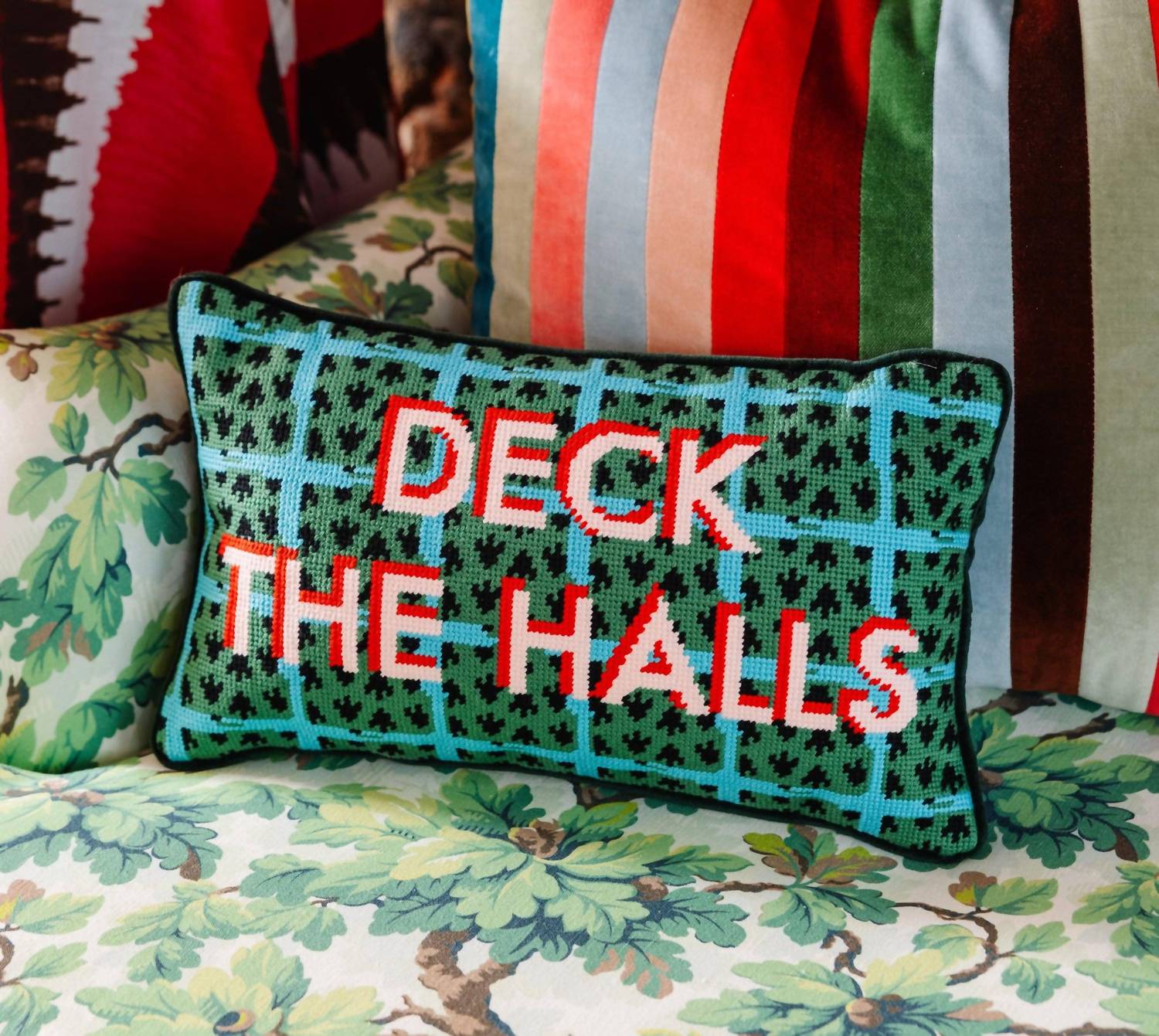 Furbish Studio - Deck the Halls Needlepoint Pillow