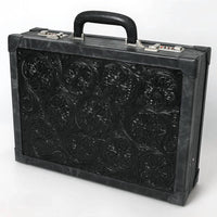 Ls Western - Hand-Tooled Floral Leather Jewelry Case with Dual Combination Locks
