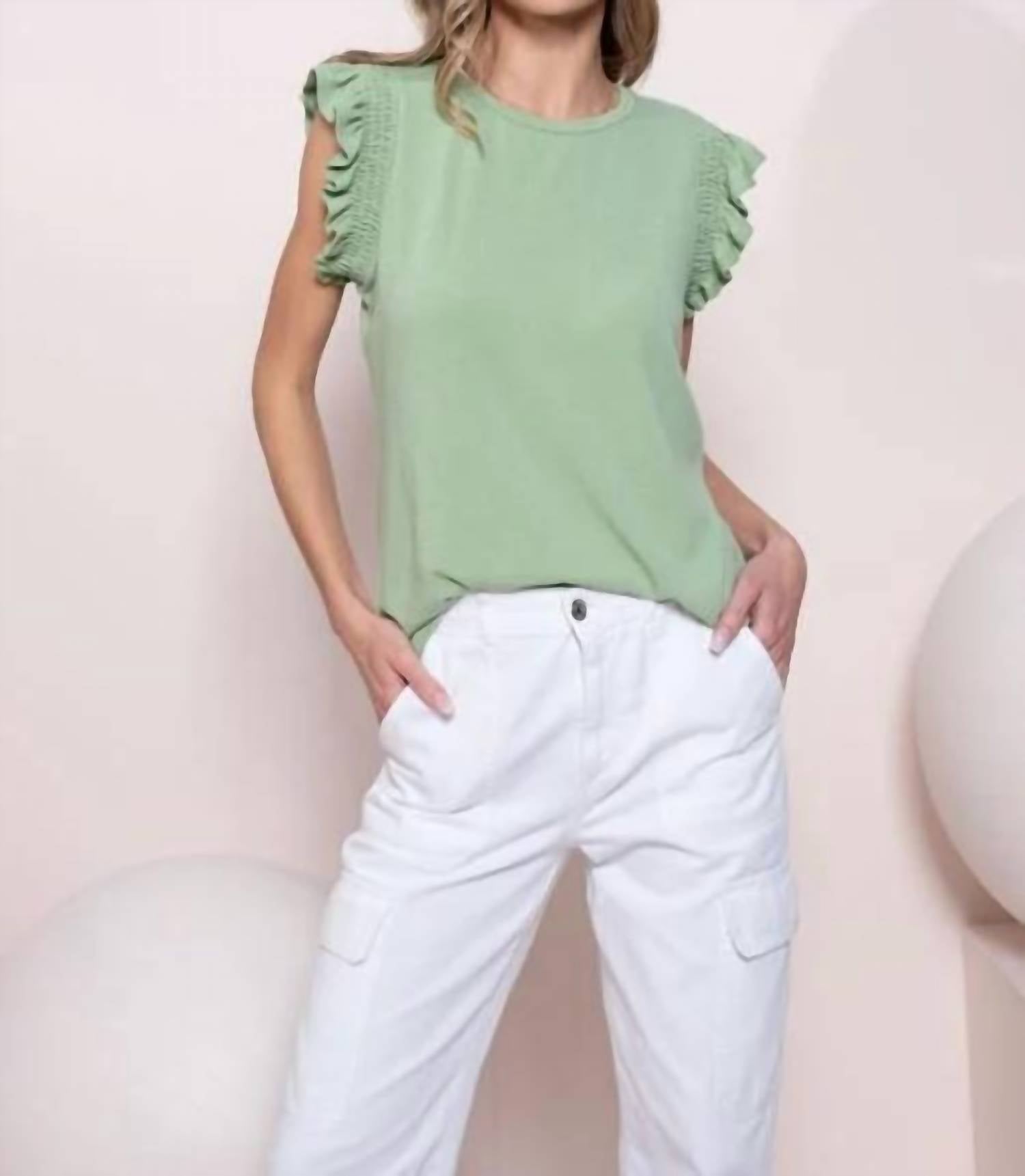 Hailey & Co - Ruffle Short Sleeve Relaxed Fit Top