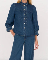 SECULAR Rene Shirt in denim in dark wash denim - women's shirt