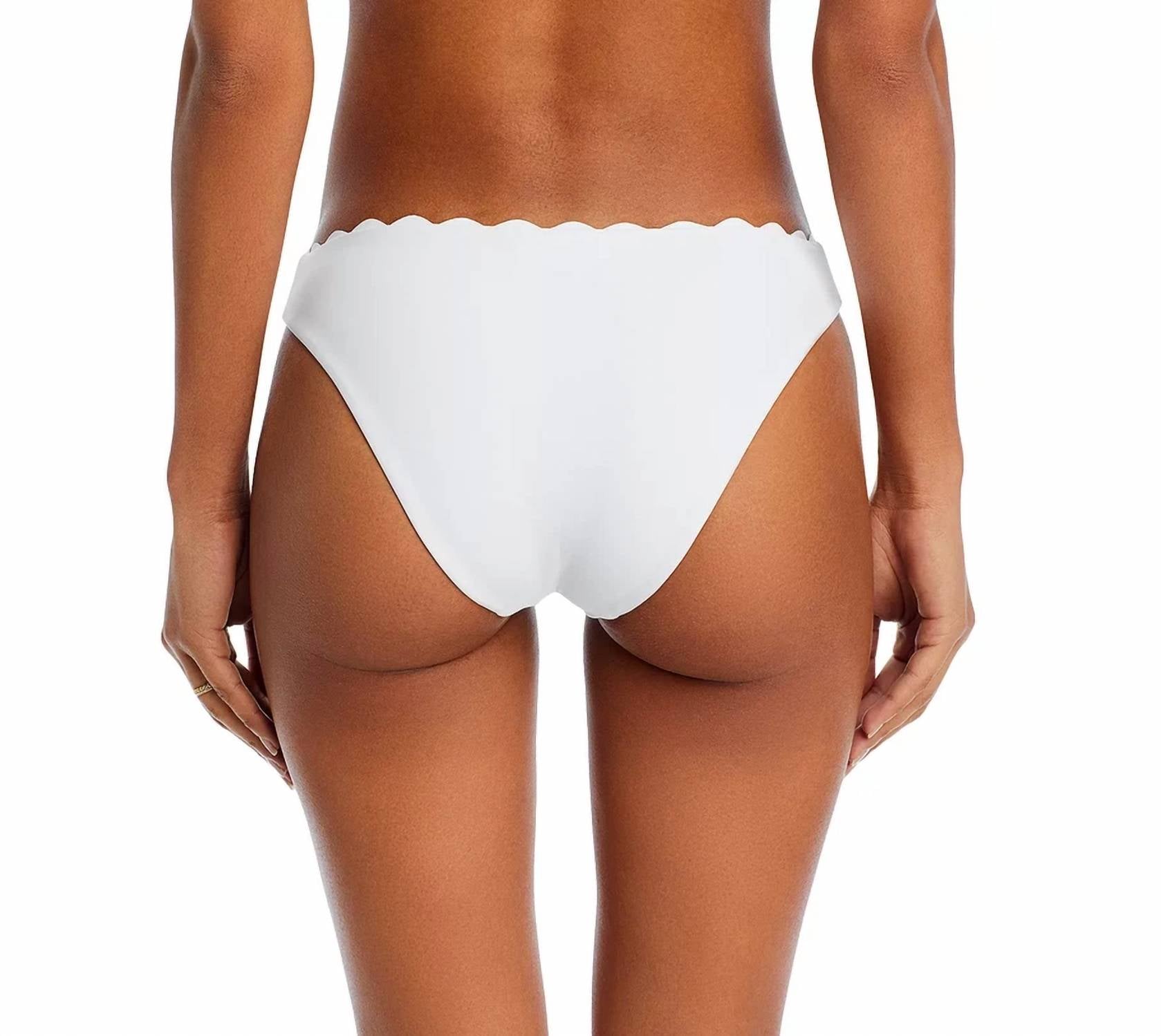 Ramy Brook Women's Amani Scalloped Bikini Bottom in whtie - women's swimwear - detail view