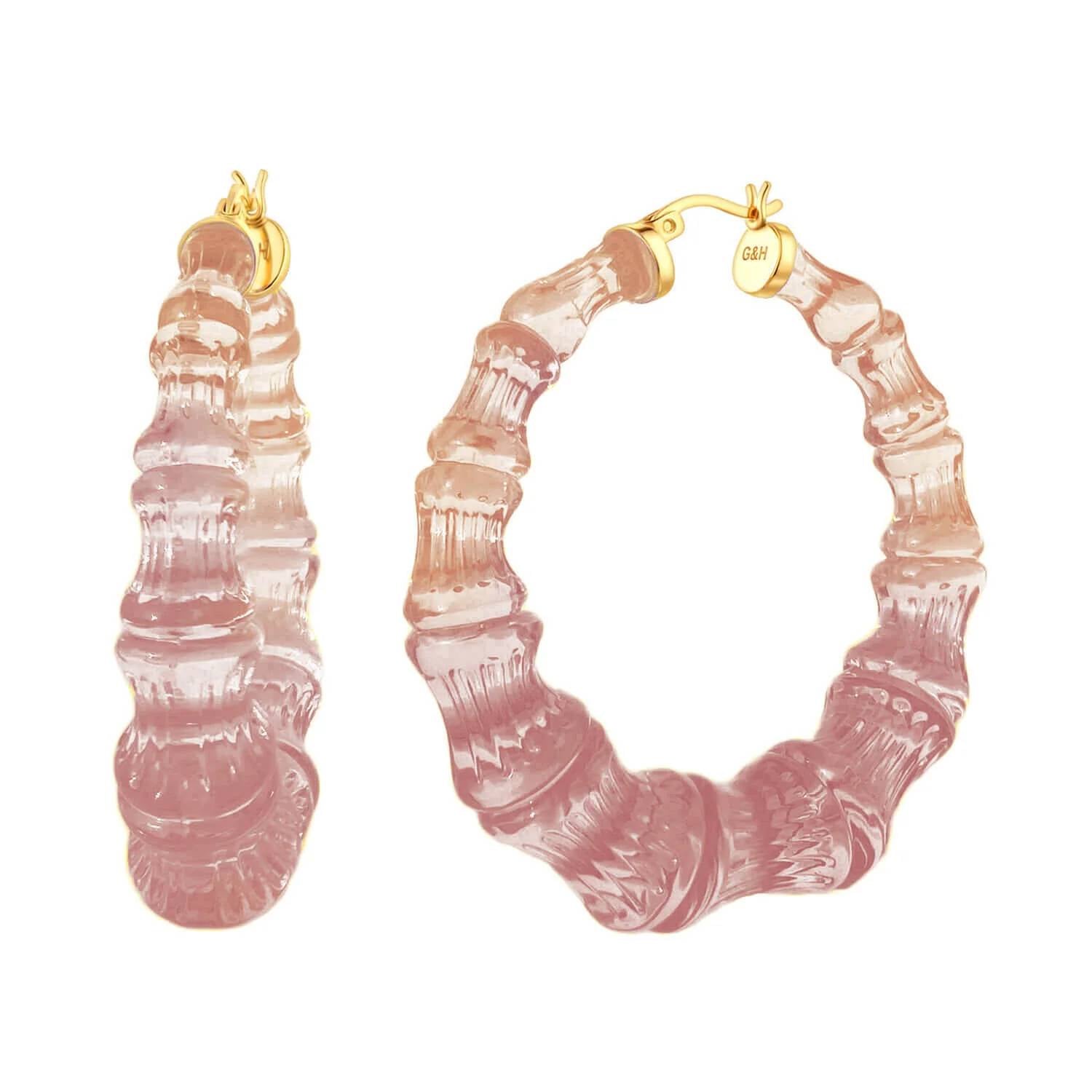 Gold & Honey - Women's Lucite Bamboo Hoop Earrings