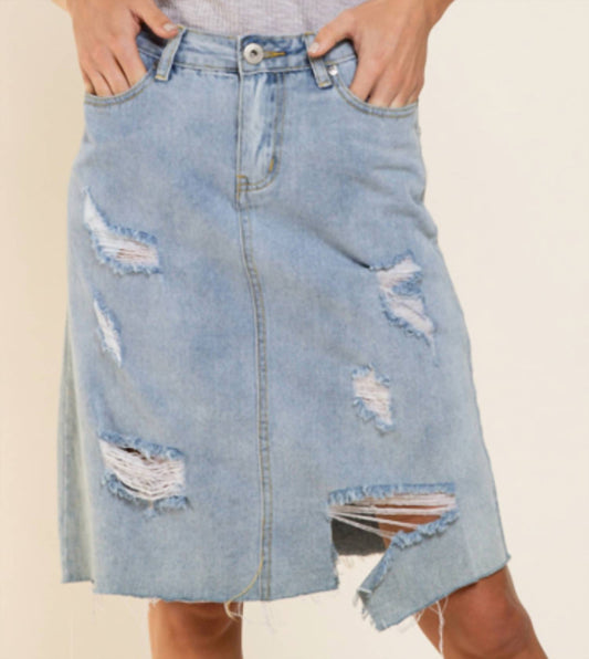 Pol - Distressed Jean Skirt