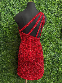 Sherri Hill - Women's One Shoulder Short Sequin Dress