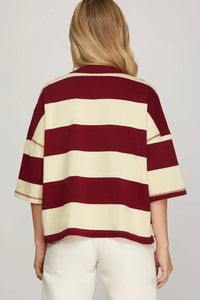 She + Sky - Striped Knit Boxy Top