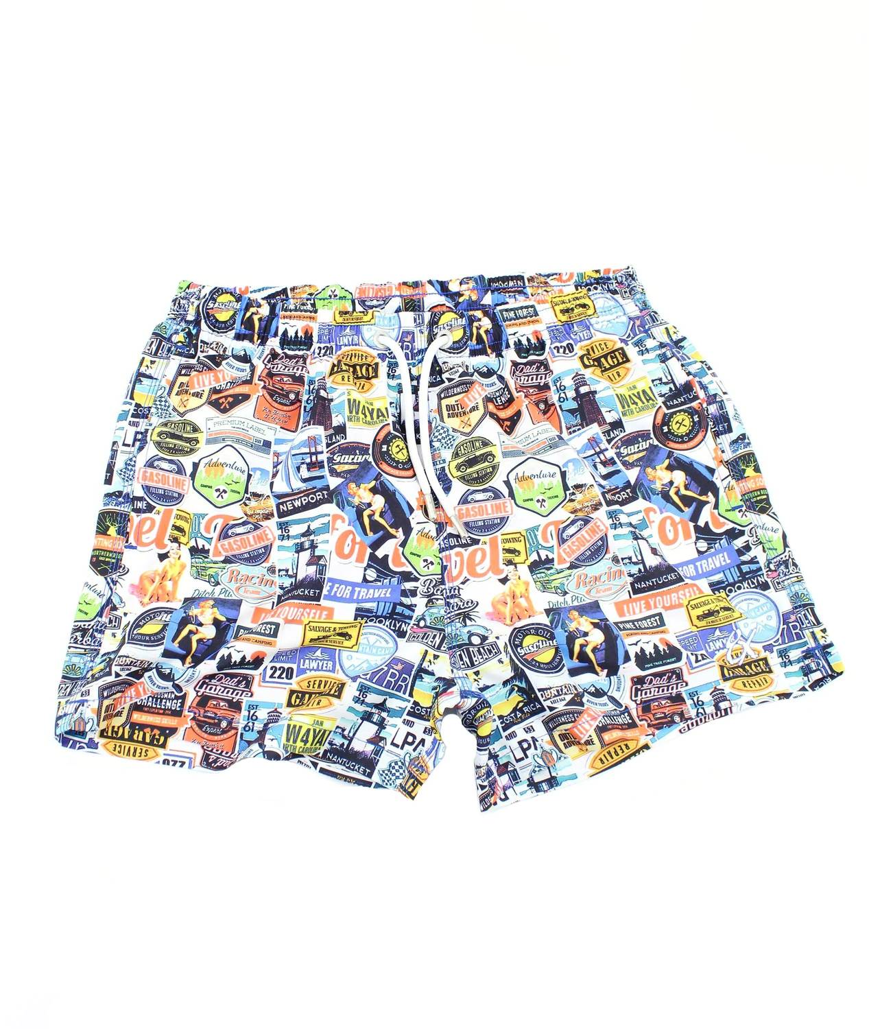 Eight X - American Road Trip Print Swim Trunks