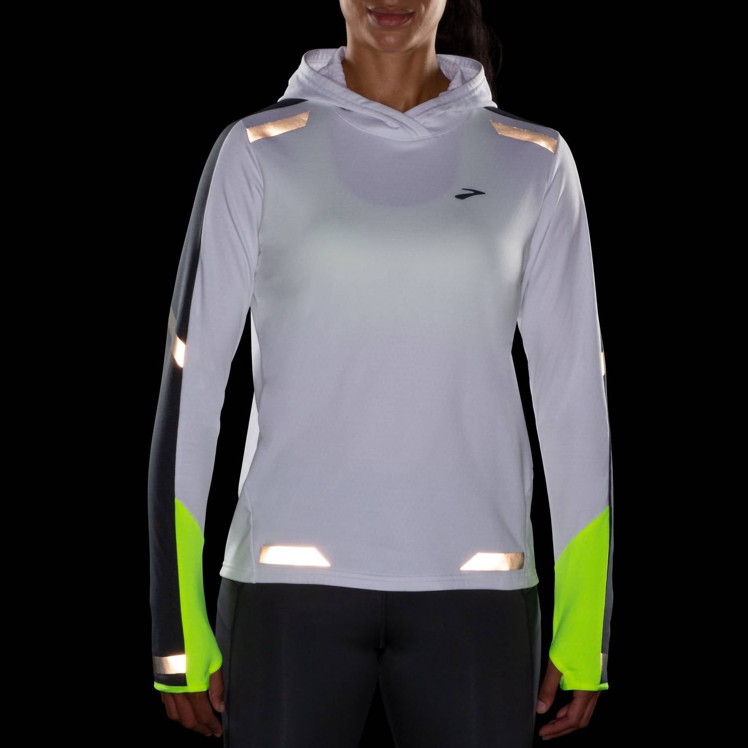 BROOKS Women's Run Visible Thermal Hoodie in white asphalt nightlife - women's top - view 4