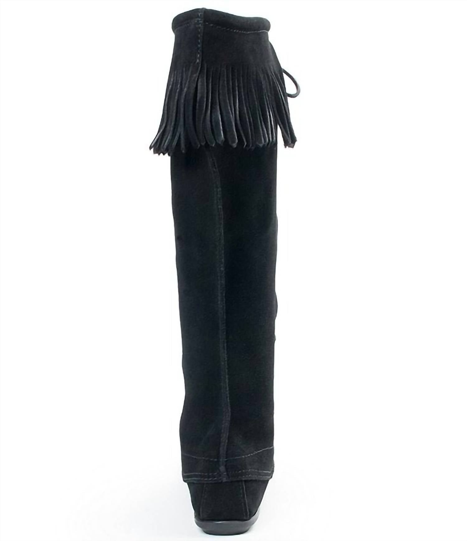 Minnetonka - Women's Front Laced Knee High Fringe Moccasin Boot