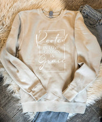 Lure Boutique Rooted In Love Grown In Grace Sweatshirt in love grown in grace sweatshirt in beige - women's top - alternate view