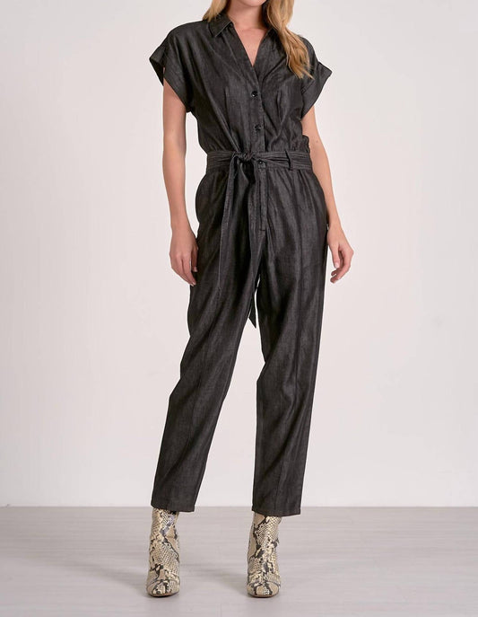 Elan - Utility Short Sleeve Belted Jumpsuit
