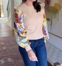 &merci Autumn Breeze Long Sleeve Sweater in beige - women's sweater - detail view