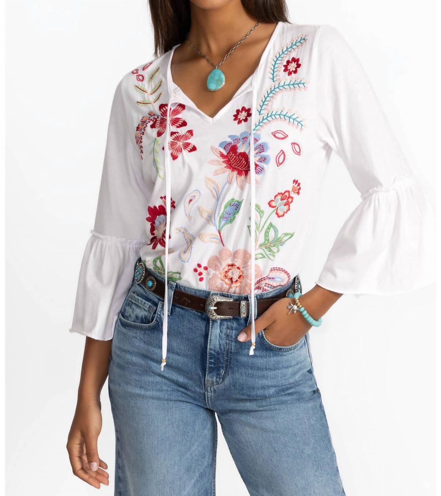 Johnny Was - Ruffle Sleeve T-shirt Freyde Plus