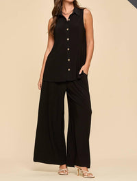 Dear Scarlett Two-piece Tank And Pants Resort Wear Set - Plus in black - women's sleepwear