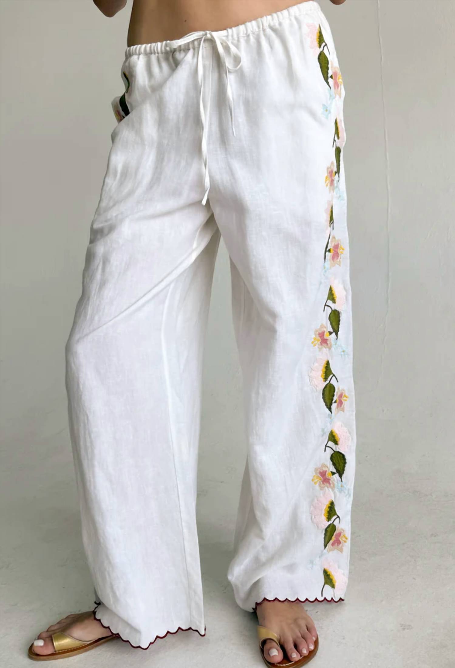 Ciao Lucia - Ermmano Embroidered Linen Pant