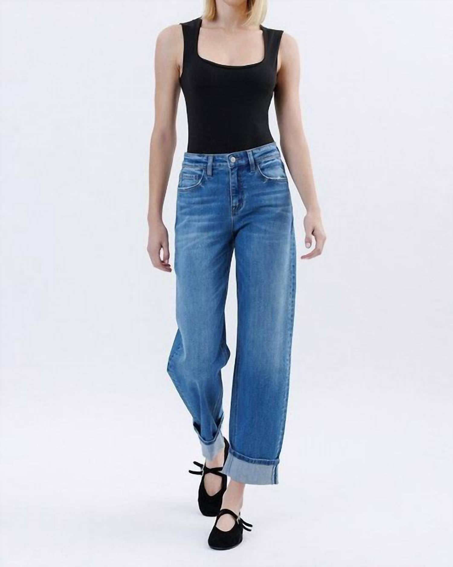 VERVET BY FLYING MONKEY Kate High Rise Barrel Jeans in lullaby - women's jeans - view 4
