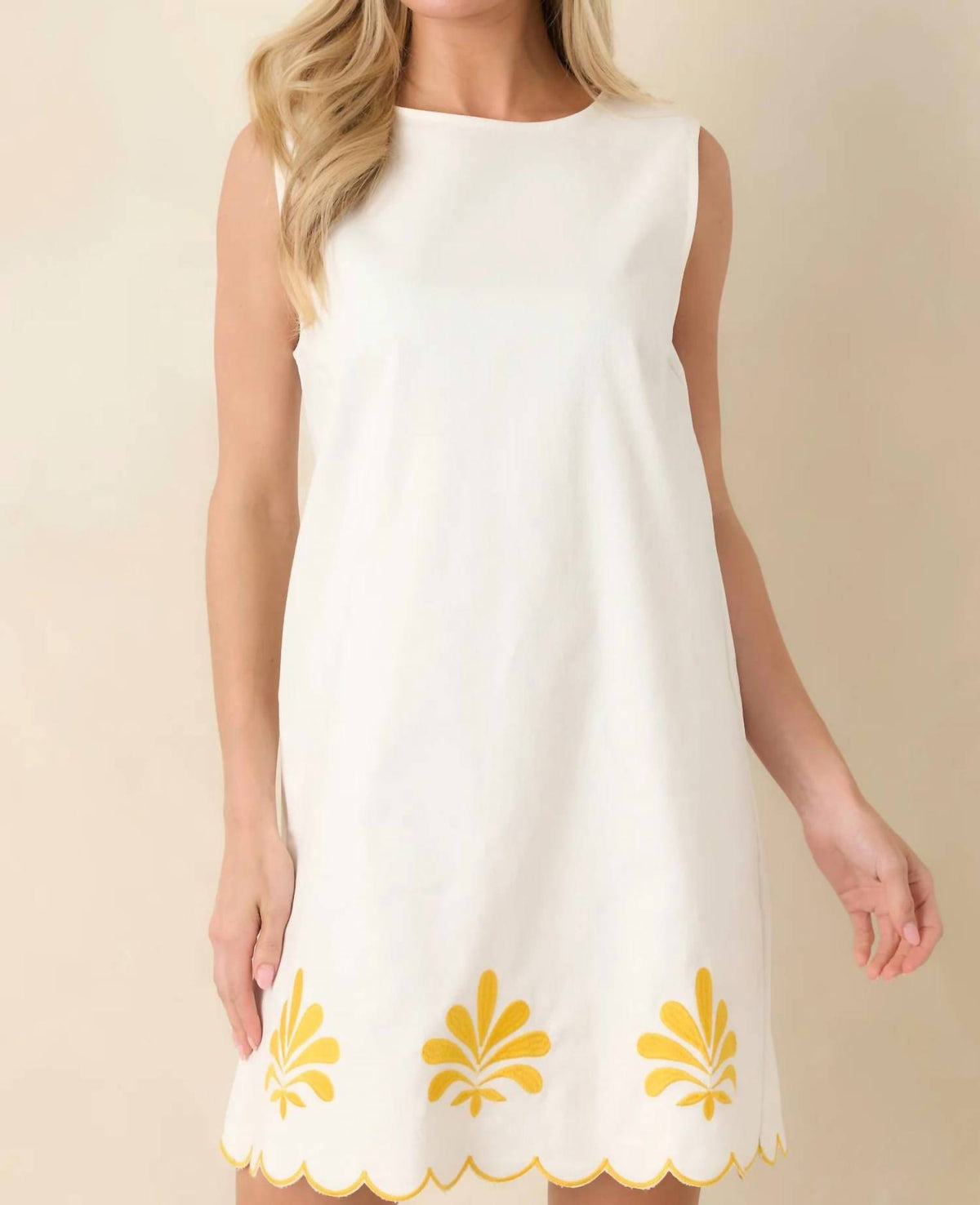 Flying Tomato - Embroidered Scalloped Mini Dress