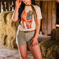 BELLA + CANVAS Pop Of Color Goat Graphic Tee in white - women's t-shirt