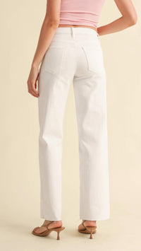 JUST BLACK DENIM Mid Rise Slim Palazzo Jean in optic white - women's jeans - detail view