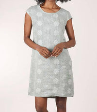 Femme Fatale - Short Sleeve Embroidered Linen Dress