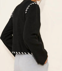 MON RENN Dahlia Cardigan in black cream - women's cardigan - view 4