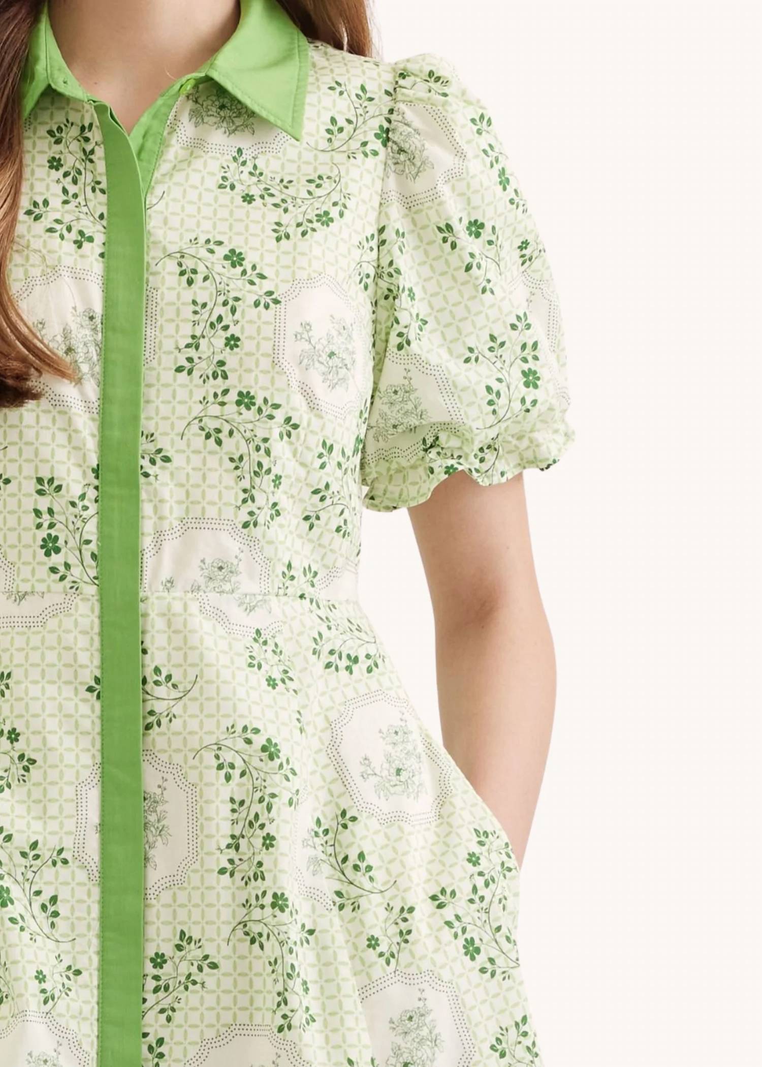 Entro - Puff Sleeve Cotton Midi Dress