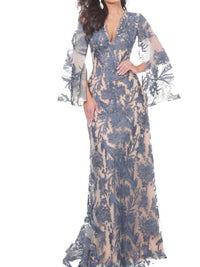Jovani - Cape Sleeve Lace Dress