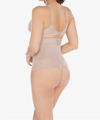 Miraclesuit Sexy Sheer Shaping Extra Firm Control High Waist Thong in stucco - women's intimate - detail view