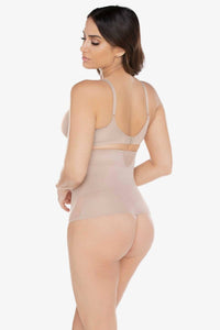 Miraclesuit Sexy Sheer Shaping Extra Firm Control High Waist Thong in stucco - women's intimate - alternate view