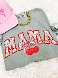 Hart and Hollow Women's Mama Cherry Graphic Tee in green - women's t-shirt - alternate view
