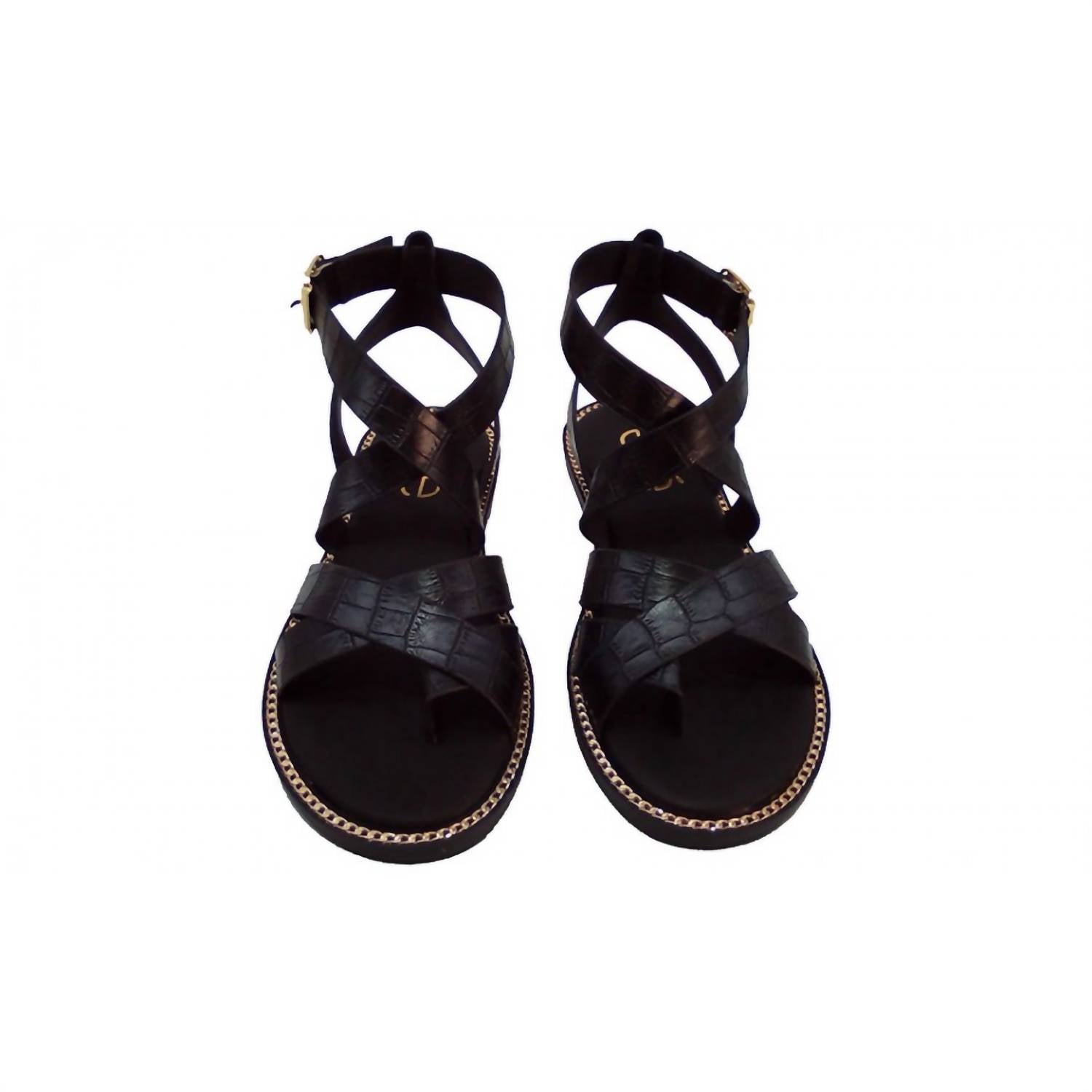 Exe Women's Alexia Flat Strappy Sandal in black - women's sandal - alternate view