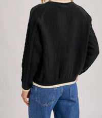 Bluivy - Button Down Cable Knit Cardigan