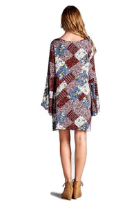 Velzera - Floral Patchwork Print Mini Dress