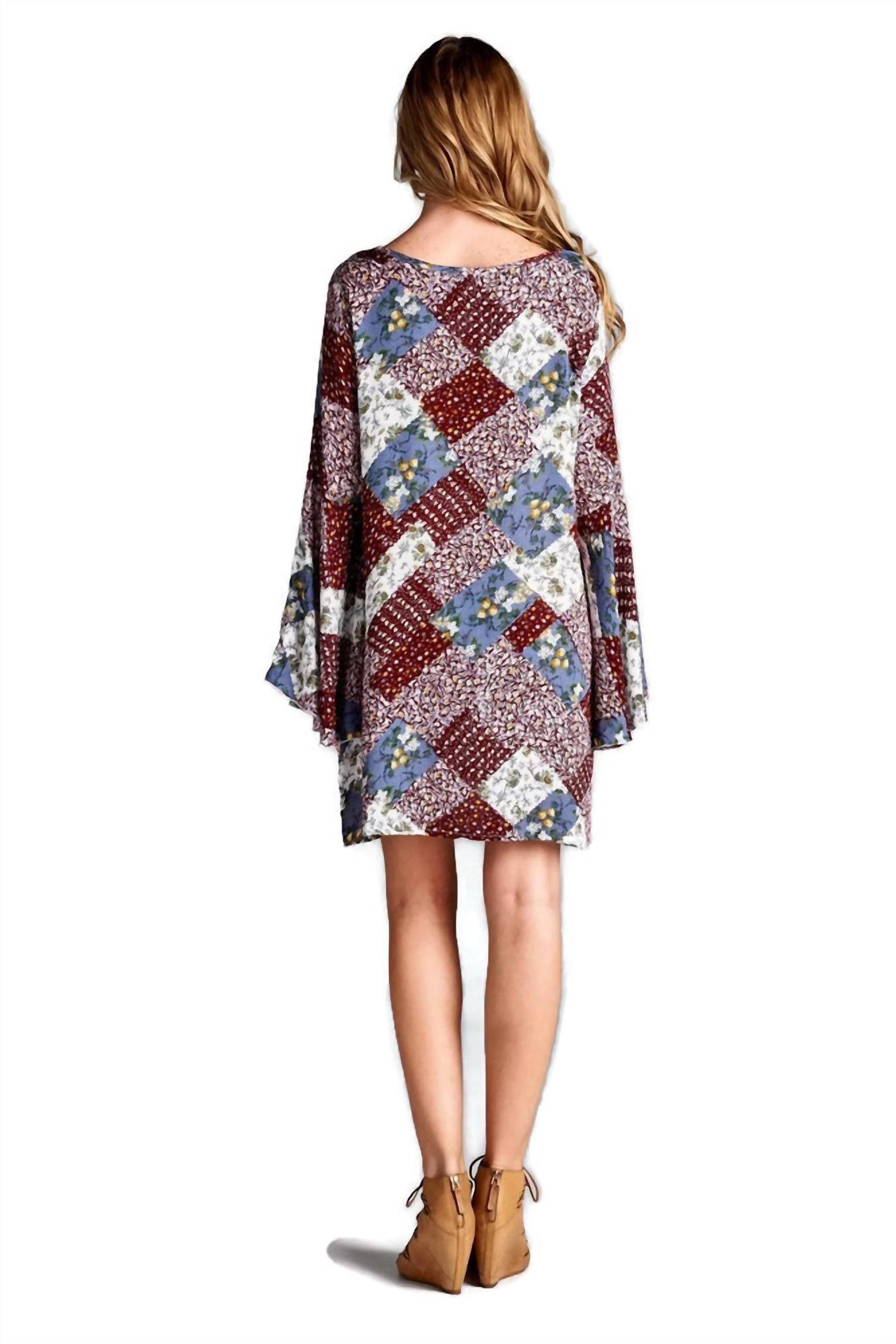 Velzera - Floral Patchwork Print Mini Dress