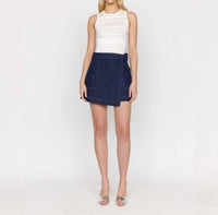 CHRISTY LYNN Maddie Denim Skort in indigo blue - women's shorts