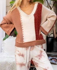 Pol - Color Block V-neck Sweater