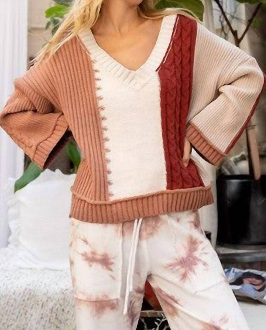 Pol - Color Block V-neck Sweater