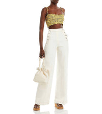 RHODE Pari Cropped Bandeau Top in yejawahat garden golden mini - women's shirt - detail view