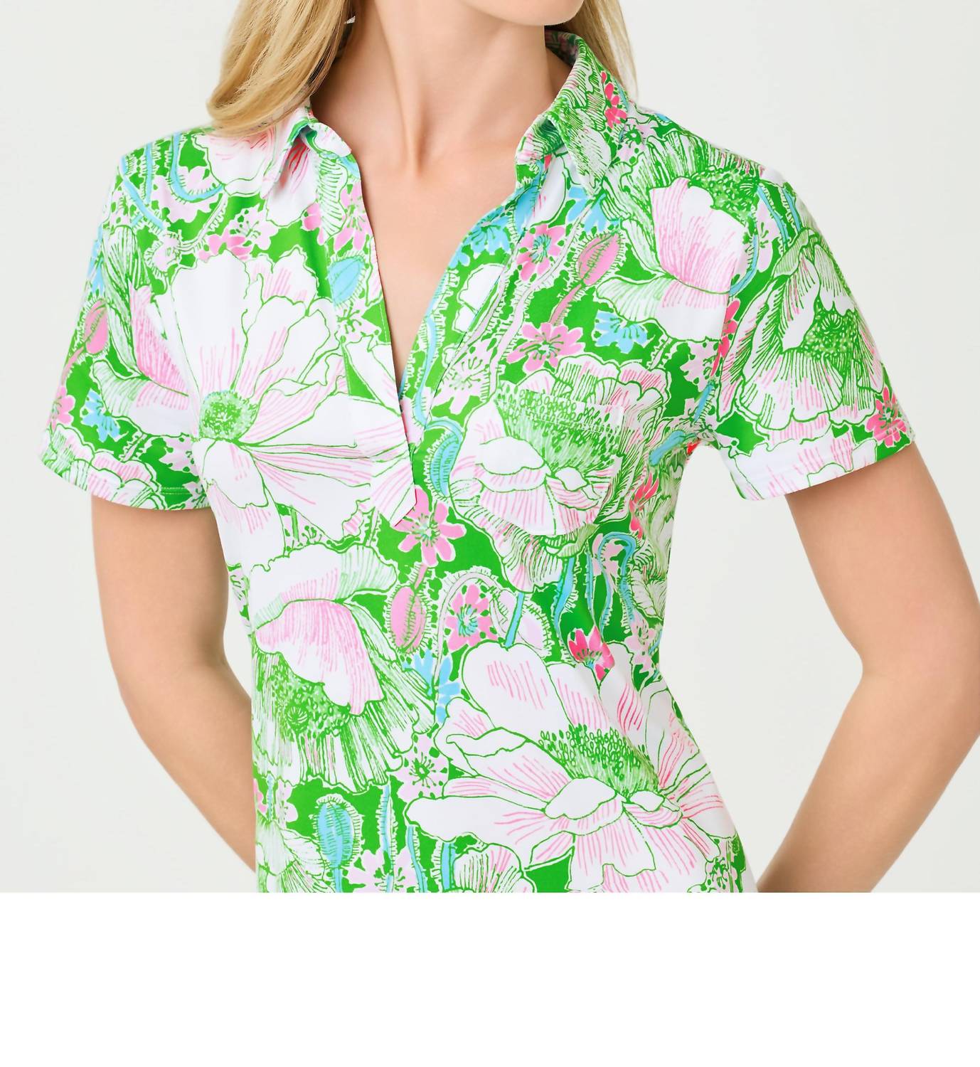 Lilly Pulitzer Dune Short Sleeve Dress in putting green poppyland - women's dress - view 4
