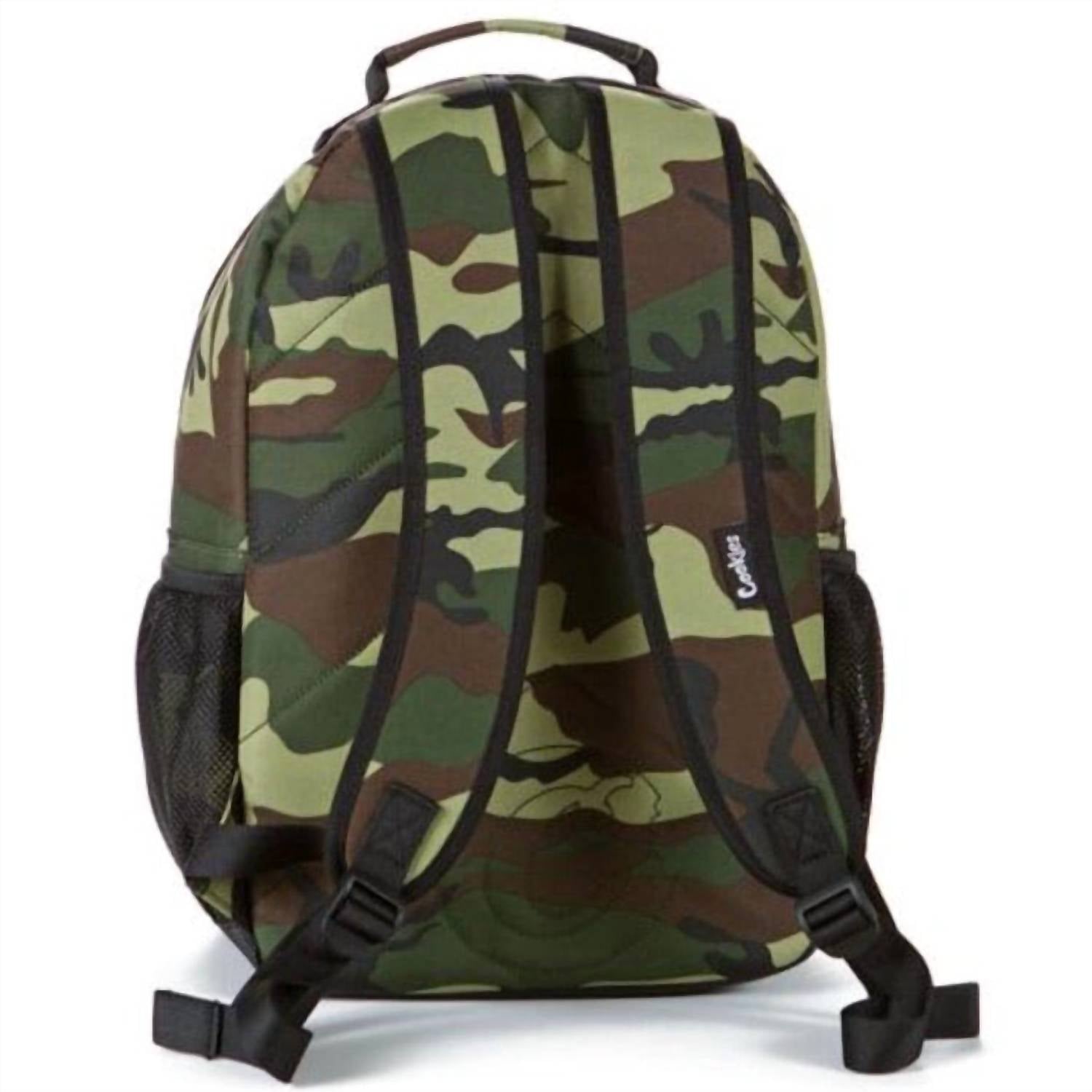 Cookies Men's Stasher Backpack in green camo - men's bag - detail view