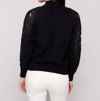 Charlie B - Mock Neck Sweater With Crochet Sleeves