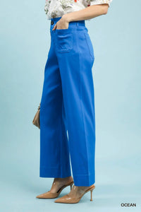 Umgee - Button Stretch Wide Leg Pants