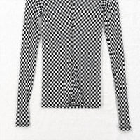 Enza Costa - Mesh Checkered Mock Neck Top