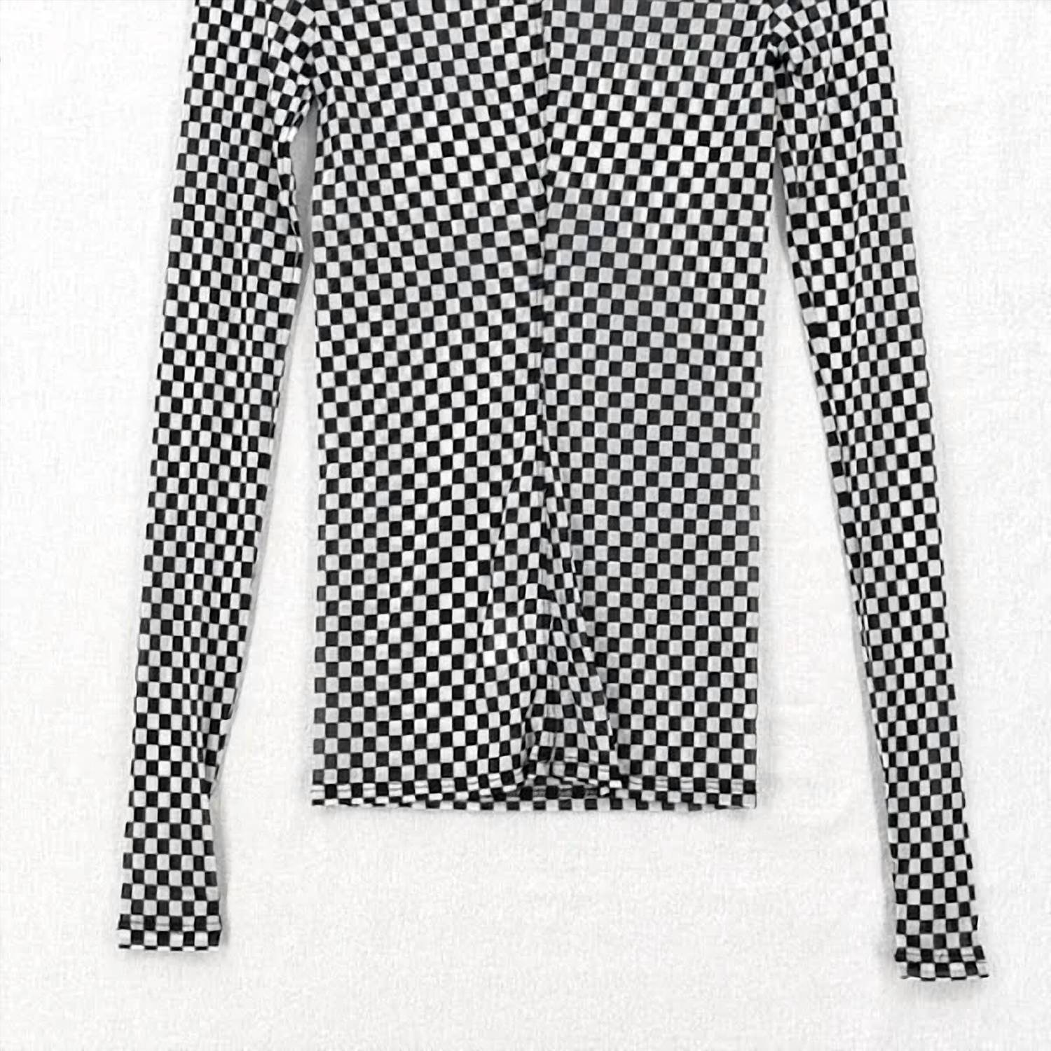 Enza Costa - Mesh Checkered Mock Neck Top