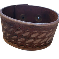 A Rare Bird Women's Hand Tooled Leather Bracelet in brown - women's jewelry